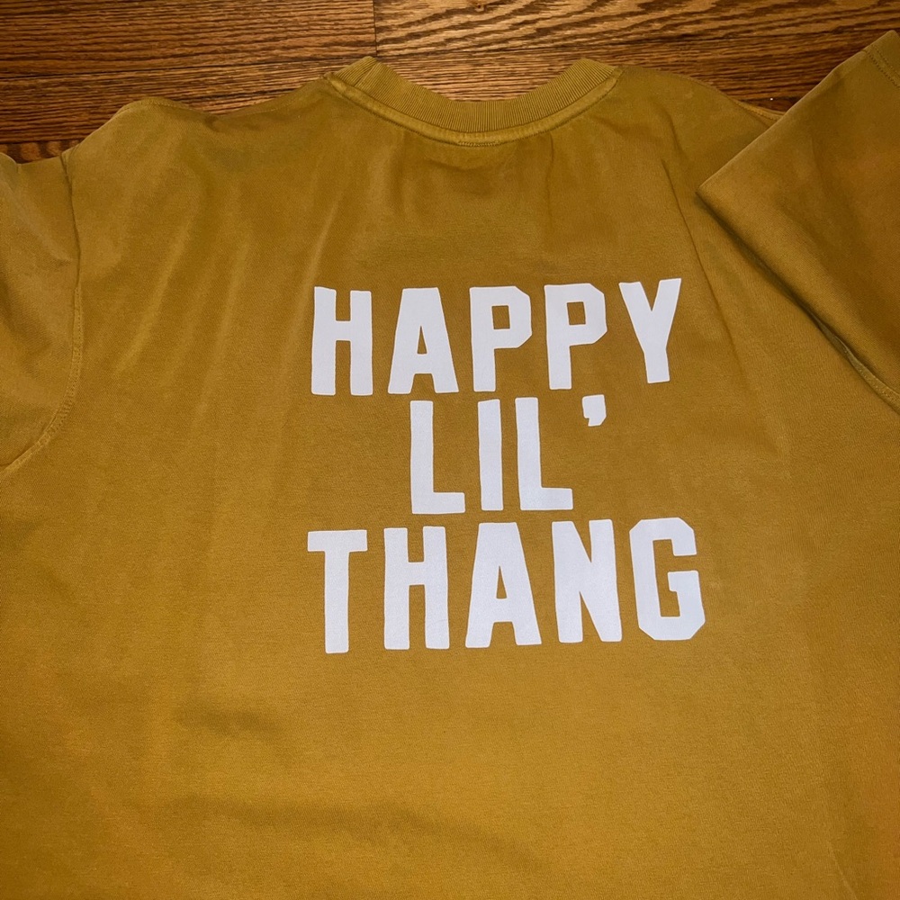 Women's Short Sleeve Tee with Smiley Face - Mustard - Picture 2 of 6